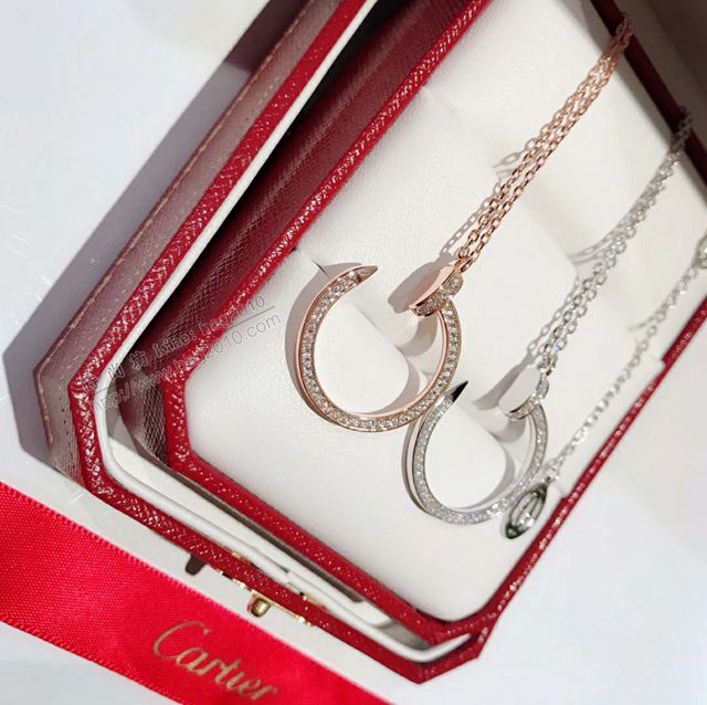 Cartier飾品 s925純銀材質電鍍厚金 卡地亞滿鑽釘子項鏈  zgk1215